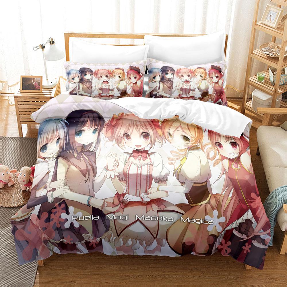 Kawaii Anime Puella Magi Madoka Magica Bedding Sets Duvet Cover Set With Pillowcase Twin Full Queen King Bedclothes Bed Linen