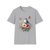 Floral Bird Graphic T-Shirt, Cute Nature Tee, Gift for Bird Lovers, Butterfly