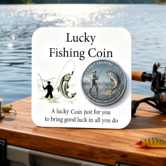 Monedă Norocoasă de Pescuit cu Card Gravat Pescar Prinde Pește Mare Monedă de Colecție Amuletă Norocoasă pentru Pasionatul de Pescuit Jeton Suvenir pentru Pescari