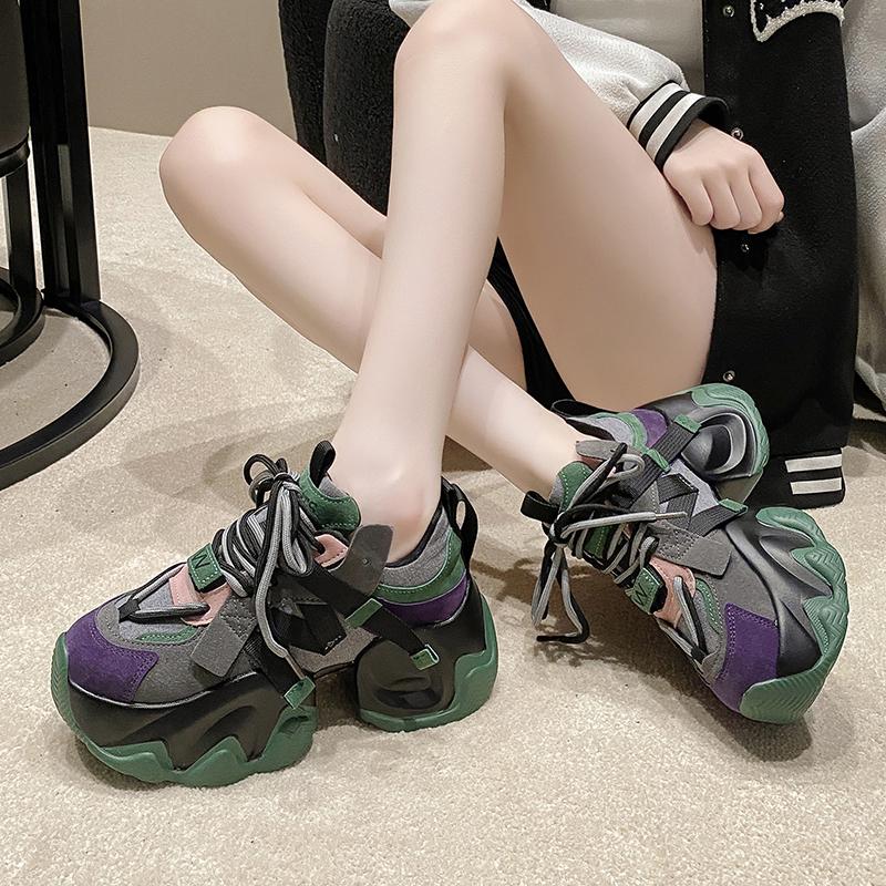Fashion Autumn Women's Sneakers New Breathable High Platform Shoes Woman Ladies Vulcanize Casual Chunky Sneakers Zapatillas Mujer 7.5CM