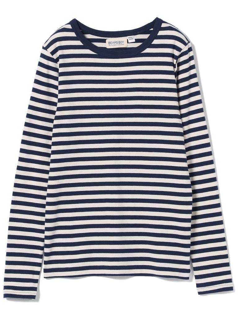 Beams Boy 1cm Gestreiftes Cut and Sewn Shirt in Einem 13140060654 Damen Beige/Marineblau, Größe,