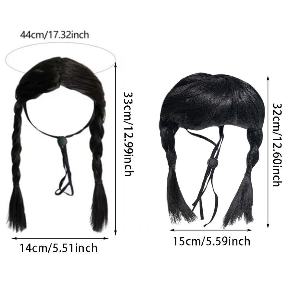 Black Double Ponytail Pet Hairpiece Funny High Temperature Fiber Animal Wig Realistic Universal Cosplay Wig Party Dress Up