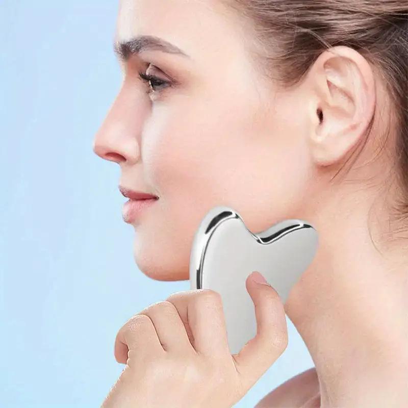 Heart-Shaped Stainless Steel Gua Sha Board for Facial Firming and Lifting Massage – Large Size, Multifunctional Fascia Tool.