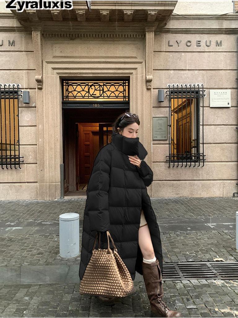 New Winter Stand Collar Cotton Jacket for Women, Fashion Loose Fit Plus Size Long Sleeve Thick Warm Coat