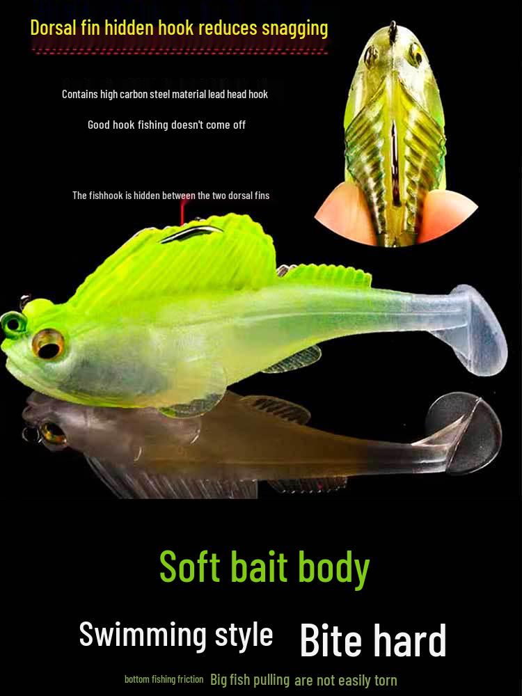 Mudskipper Anti-Snag T-Tail Soft Bait Lure for Bass, Catfish, Blackfish & Mandarin Fish