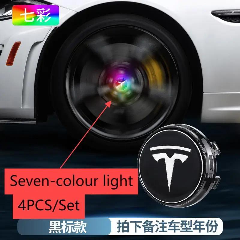 ZQEZ5 for Tesla ModelY Model 3 S X 2024 Magnetic Levitation Wheel Cover Light Modification LED Illuminated Car Emblem Light Tire Light