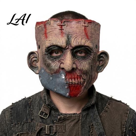 Transparent Eye Hole Mask Halloween Mask Realistic Rotting Zombie Costume Breathable PU Foam Easy to Wear Horror Face for Scary Haunted House