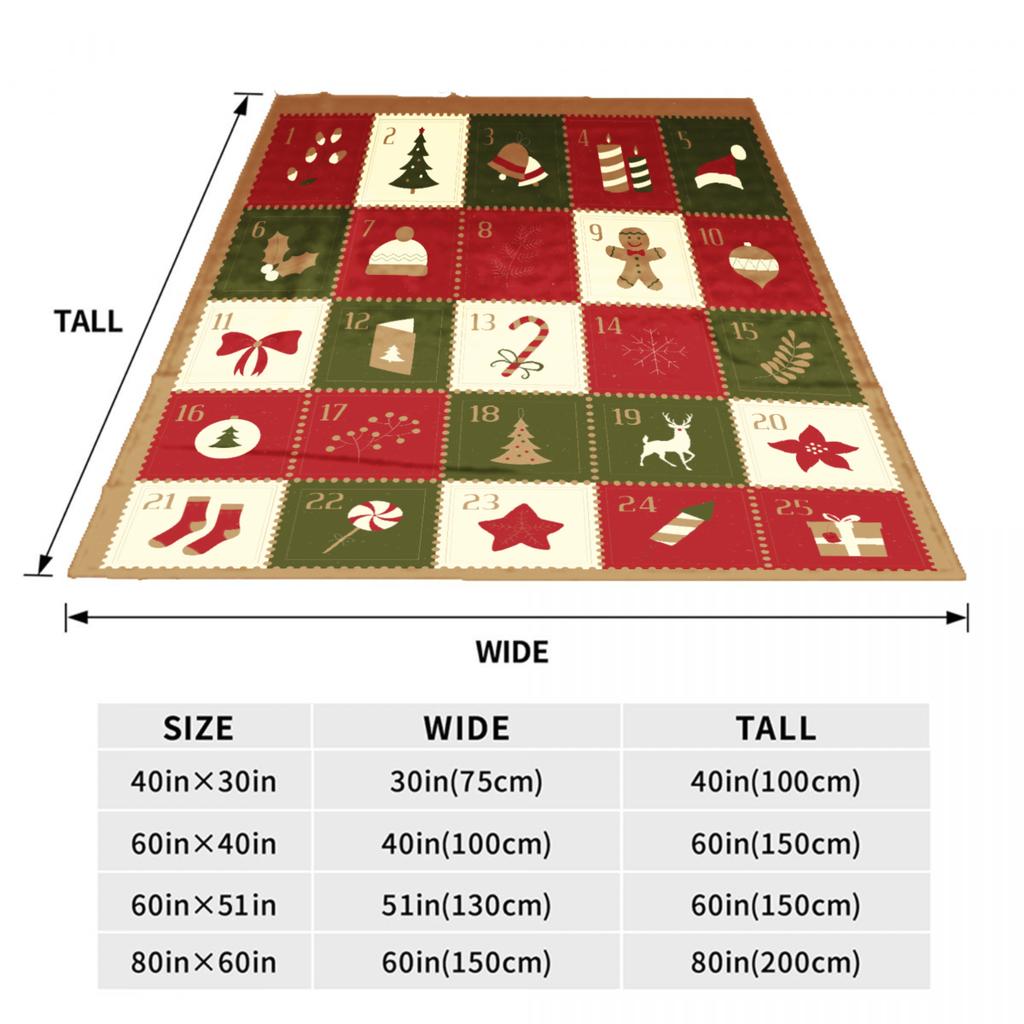1pc Blanket Calendar Christmas Tree Star Print Smooth Flannel Blanket for Home Living Room Bedroom Decor New Year Christmas Gift