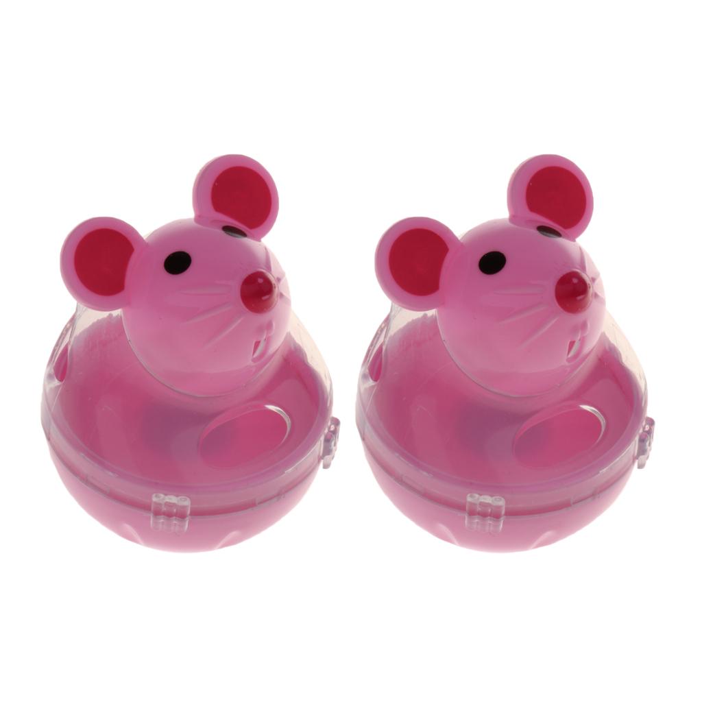 2 Pcs Mouse Shaped Tease Tumbler Playing Toy Kitty Food Dispenser