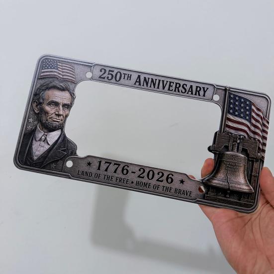 250th Anniversary License Plate Frame, Anti-Rust Coating Car Decoration, Celebrate Freedom History Heritage Perfect Gift for Family And Friends