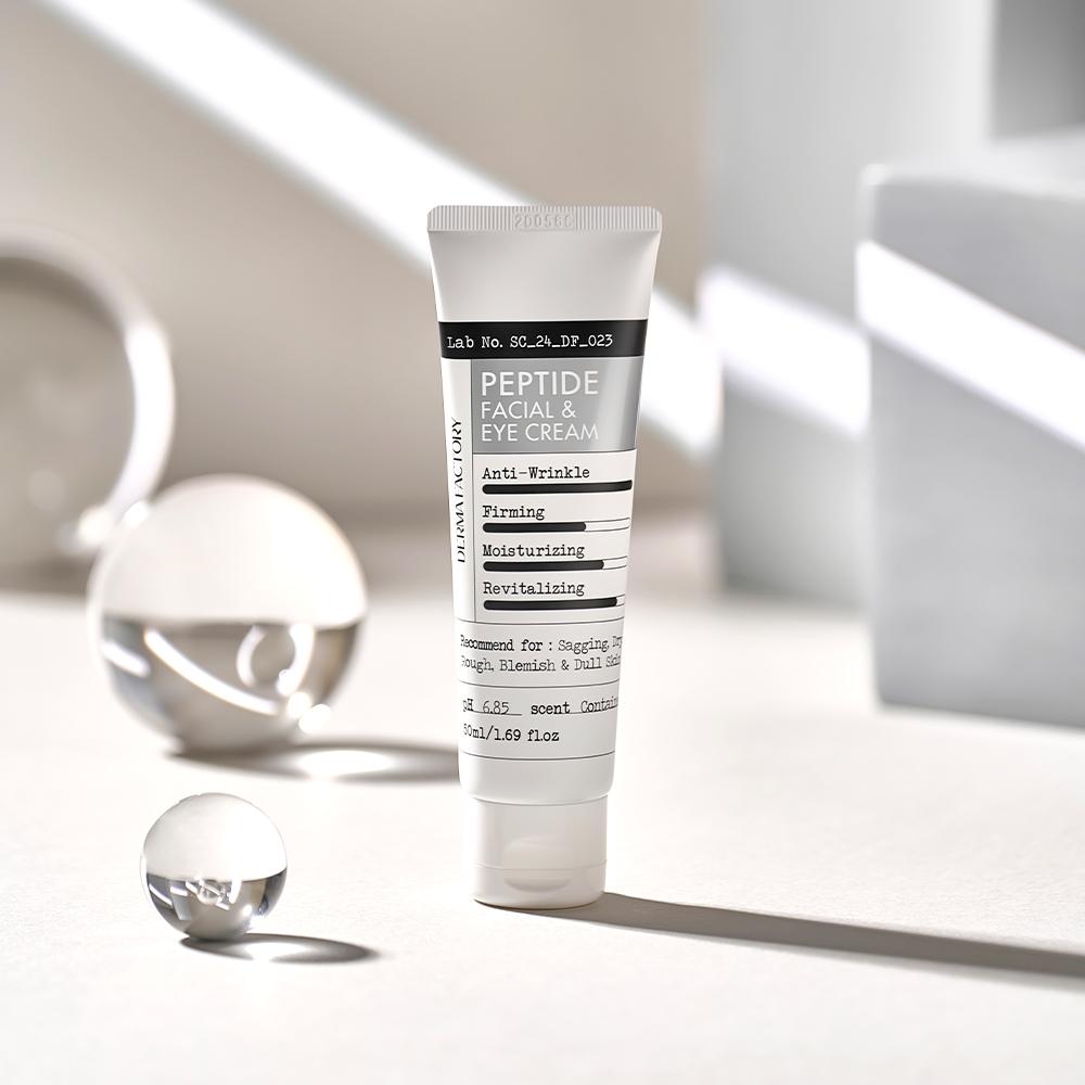Dermafactory Peptide Facial & Eye Cream 50ml – Firming, Moisturising, Brightening, Vegan Certified, Korean