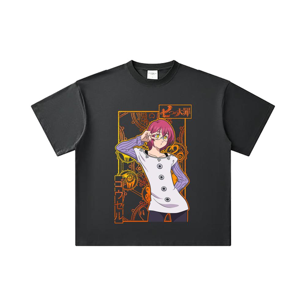 260 GSM Doppelgarn 32er Zählart 100% Baumwolle Sieben Todsünden V11 Gowther Druck Unisex Schweres Baumwoll-T-Shirt