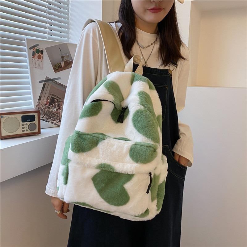 Autumn and winter furry silk scarf backpack casual small fresh make-up bag is now popular women's bag