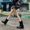 Leather Belt Buckle Straight Boots Small Thick-soled British Retro Martin Boots Western Boots Short Boots Women's Knight Boots