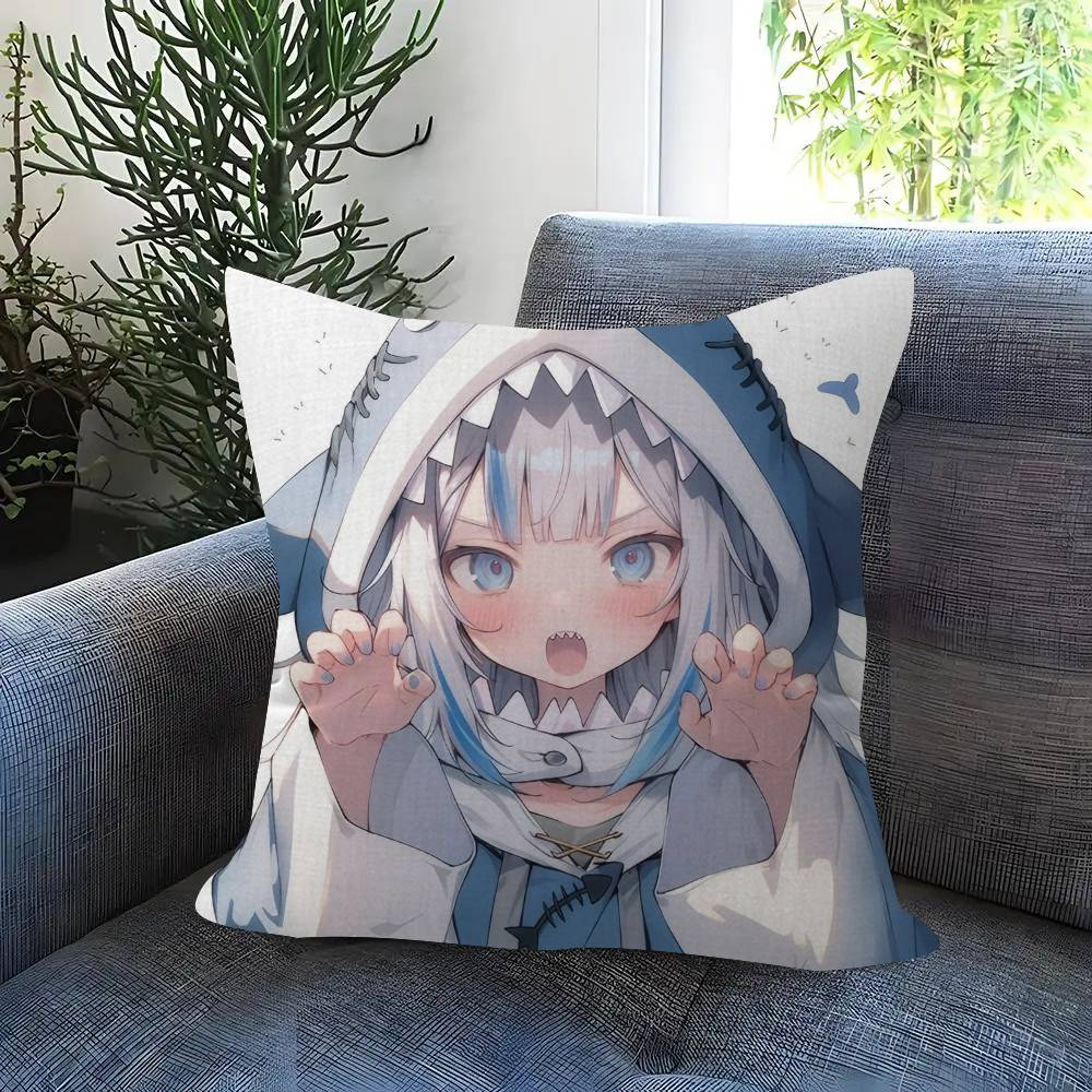 Anime Gawr cute Gura Personalized Pillow Cover Kids Bedroom Wild Party Decor Pillowcase kid Birthday shower Gift