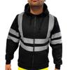 Men's Reflective Sanitation Hooded Sweatshirt with Velvet Lining for Outdoor Use