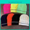 Winter Acrylic Knit Cap With Reflective Stripe For Men High Top No Brim Cold Weather Fashion Accessory