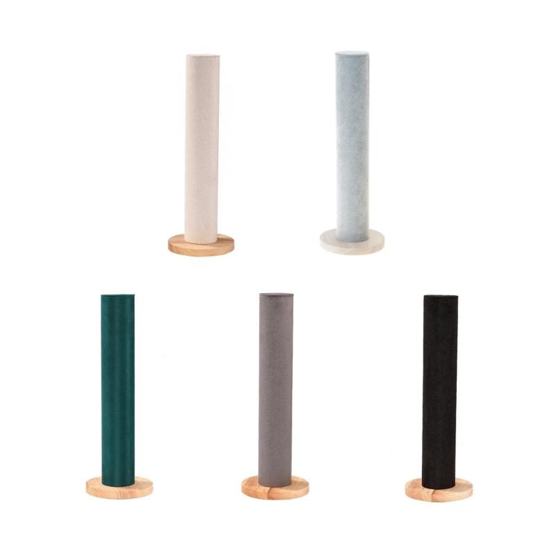 Wood Base Cylinder Vertical Hair Accessory Holder Display Stand for Scrunchies and Headbands Jewelry Presentation Rack
