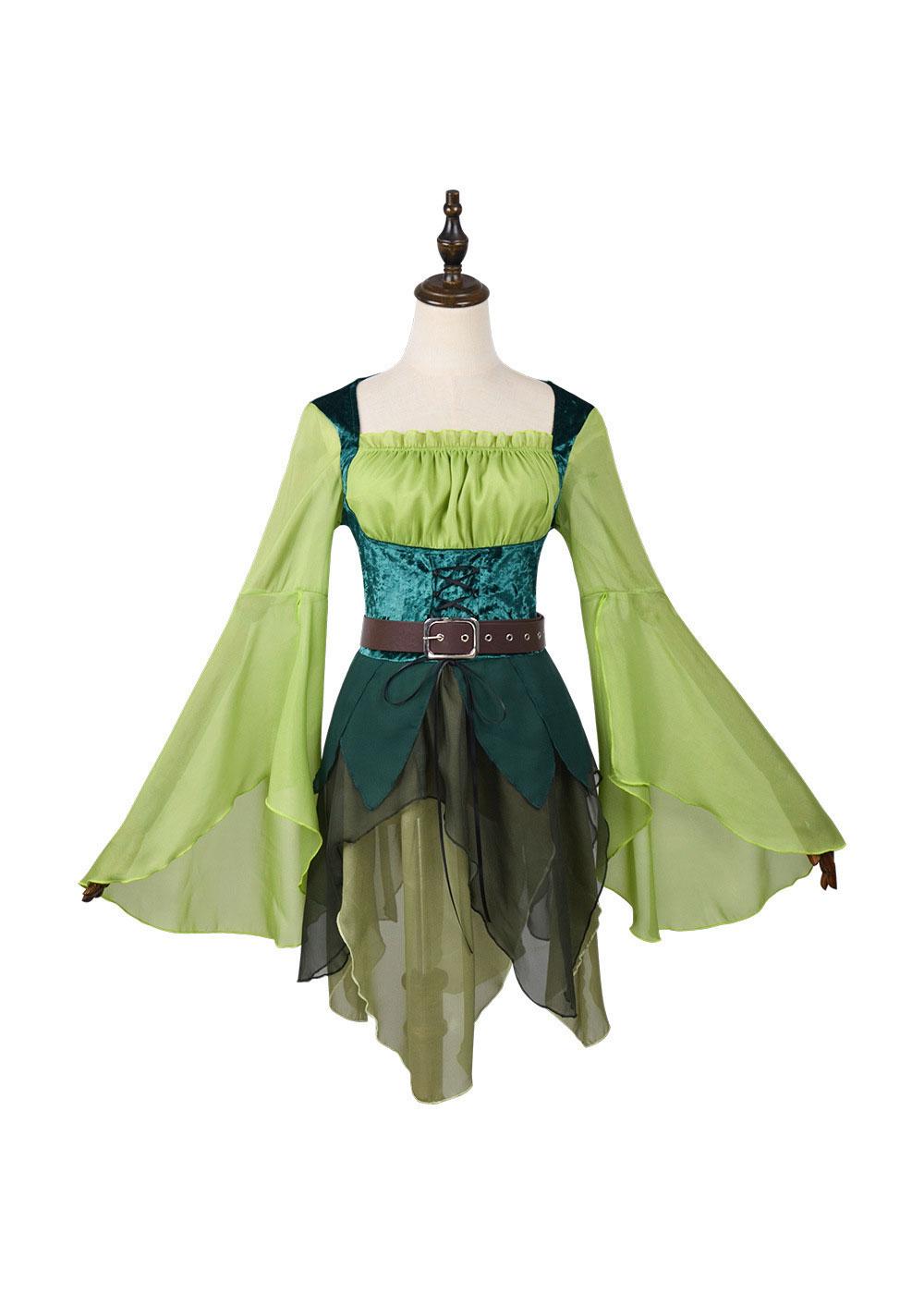 Robe d'Elfe Médiéval Sorcier d'Oz Elfe Magique pour Femme Halloween Jeu de Rôle S&Other black