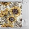 Sunflower Flower Shower Curtain Waterproof Shower Curtain Polyester Fabric 3D Printed Curtain Bathroom Decoration With Hooks
