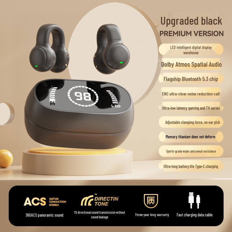 M47 Bone Conduction Clip-on Bluetooth Earphones, Non-In-Ear, Sports, Digital Display, Long Battery Life, True Wireless 5.4.
