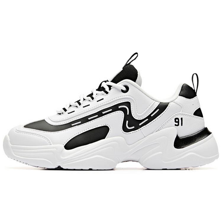 

New Anta Life Collection Cushioning Anti Slip And Wear Resistant Low Top Chunky Sneakers Women s White Black 92938862-1 35.5