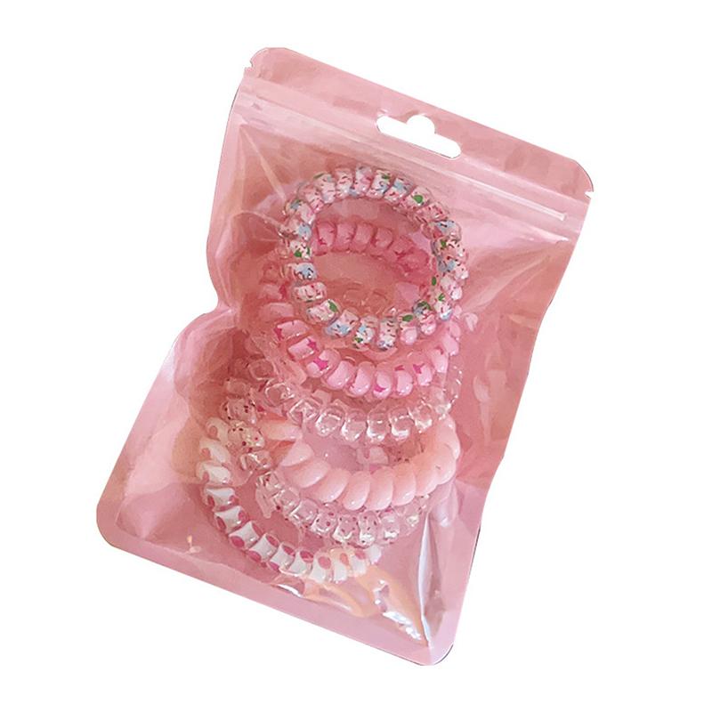 6Pcs Candy Color Hair Rope Girl Summer Telephone Wire Elastic Hair Band Frosted Spiral Cord Rubber Hair Tie Stretch Headband