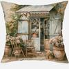 Country flower bicycle pattern printing pillowcase home room decoration pillow cover living room sofa chair cushion cover