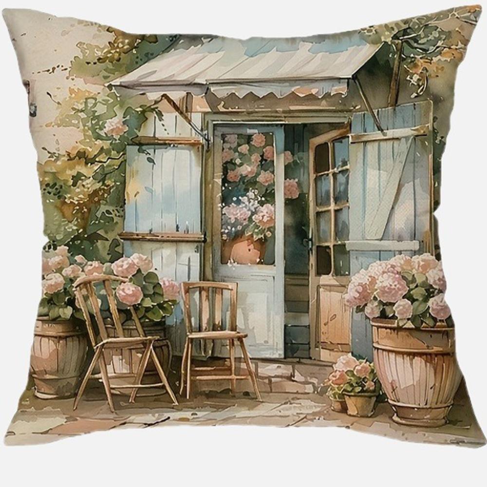 Country flower bicycle pattern printing pillowcase home room decoration pillow cover living room sofa chair cushion cover