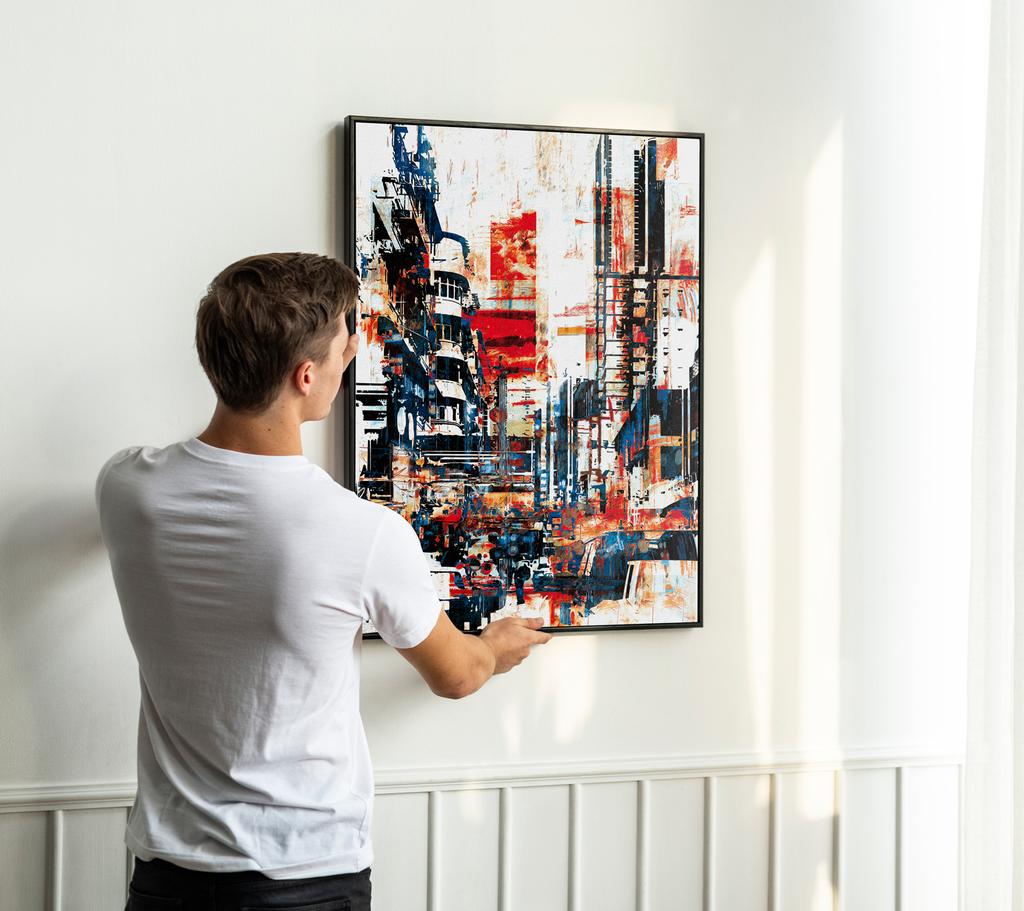 Abstract City Poster In a Black Frame 