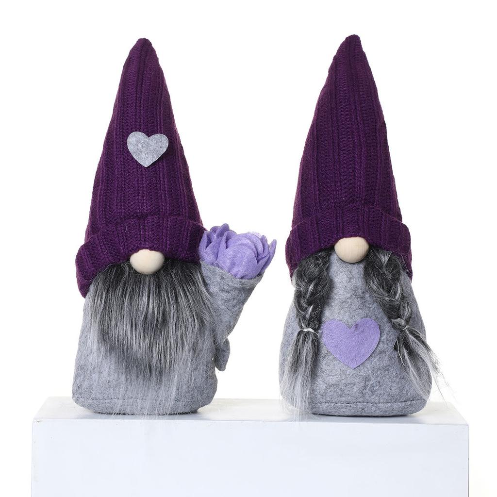 Christmas and Valentine's Day Decorations Purple Knitted Hat Doll Decoration Lavender Spring Fall Faceless Doll