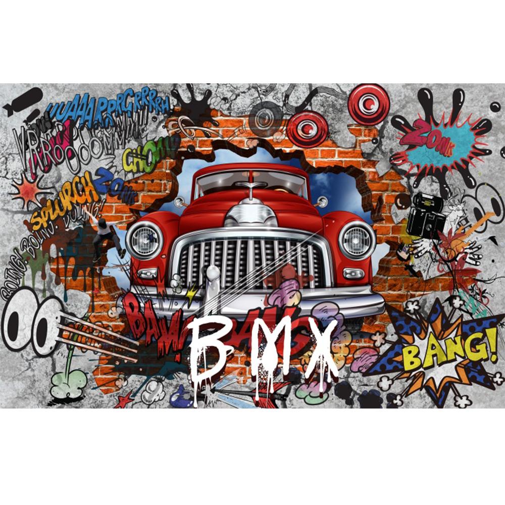 Graffiti Mural Retro Nostalgic 3d Brick Wall Mural Car Graffiti Poster Large Mural Creative Cafe Restaurant Wallpaper