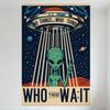 Vintage Retro-Futuristic UFO Alien Martian Metal Tin Sign - 1000 THINGS WHO THINGS Peace Sign Space Art for Home Decor Man Cave