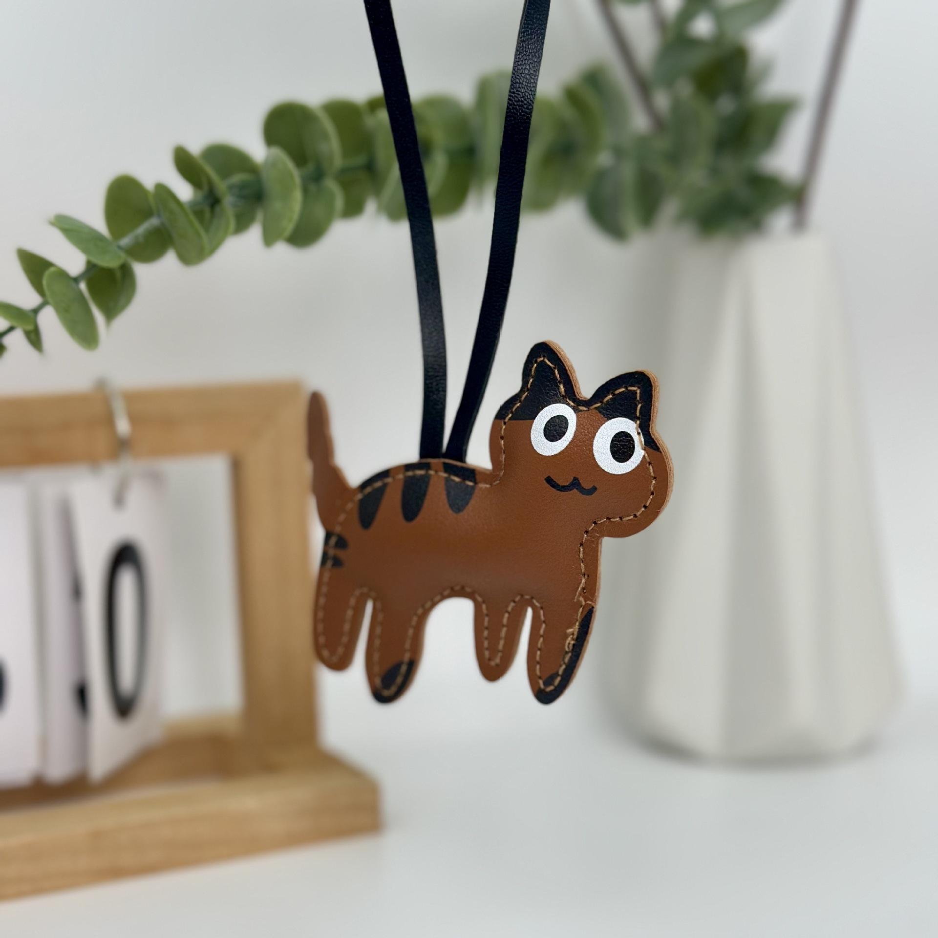Spot Cow Kitten Leather Backpack Pendant Kitten Pendant Clothing Luggage Accessories Cat Car Keychain