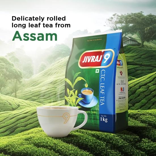 Jivraj 9 CTC Tea Leaf, Premium Assam Tea Leaves, Crush-Tear-Curl Tea Leaf Process, 1 Kg, Pack of 1