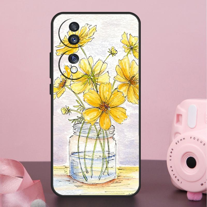 Yellow Cosmos Flowers Lavender Case For Honor 200 400 Pro 50 70 90 X9a X9b X9c X9d X8b X8c Win Magic 7 Lite 5 6 8 Pro Cover