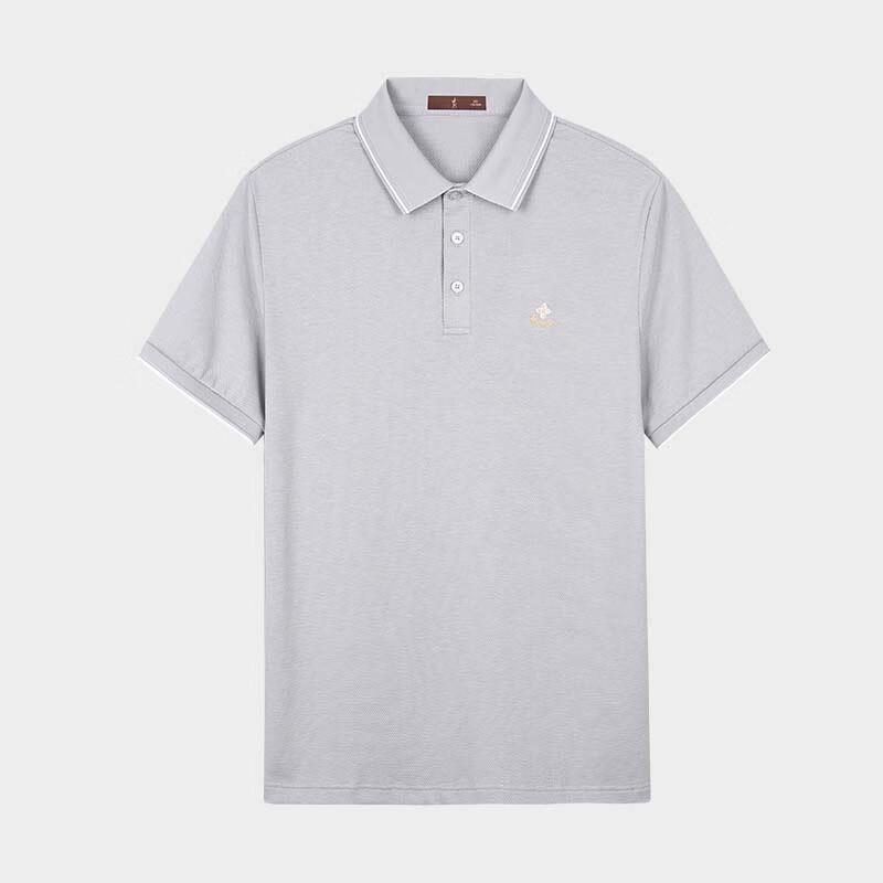TRIES Men's Jacquard Lapel Short Sleeve Polo Shirt
