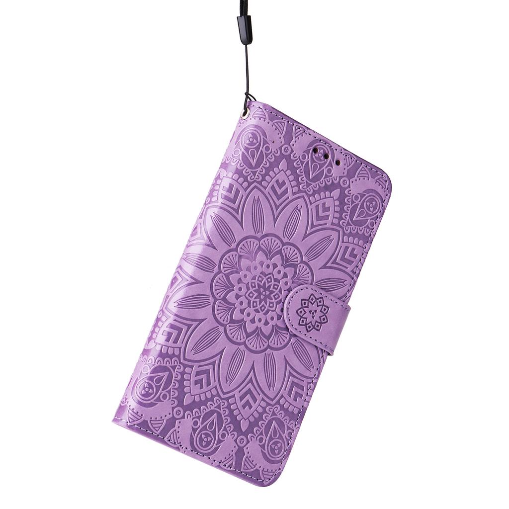 For Xiaomi Redmi A3/Poco C61 4G Cell Phone Case Imprinted Flower Stand Cover with Handy Strap