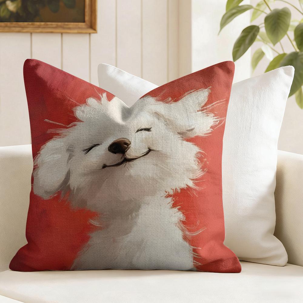 Dog Fashion Cushion Cover Summer Linen Pillow Case Organic Fabric Cushion Cover DoubleSided Print Sofa Home Decor