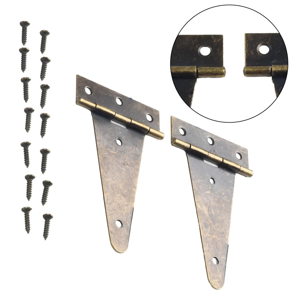 2pcs Flat Hinge T-hinges For Wooden Box Hanging Cabinet Doors Garden Doors Marine Cabins Yacht Doors Wine Box Bronze Hinges