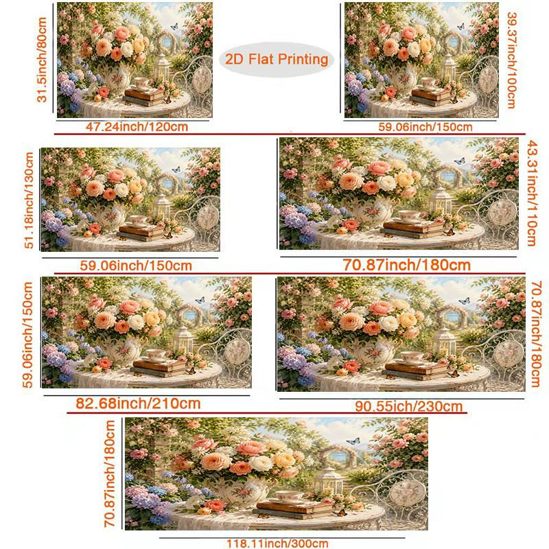 1Pcs Rose Garden Afternoon Tea Decoration Background Winter Backdrop Decorations For Photo Studio Photo Booth Christmas Party