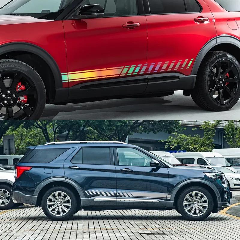 For Ford Explorer 1 2 3 4 5 6 Sport Hybrid SUV Car Stripes Style Stickers Auto Door Side Cover Vinyl Decals Decor Accessories
