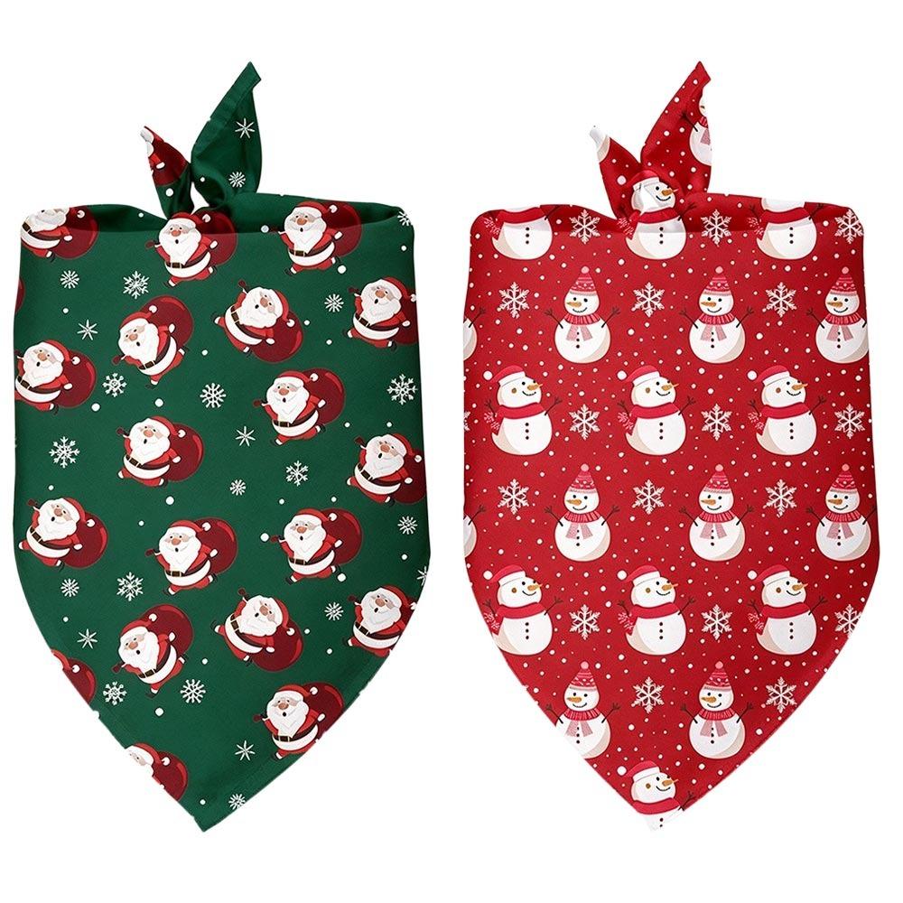 2pcs Christmas Theme Pet Neck Scarf Adjustable Santa Elf Bandana New Dog Bandanas For Cats Dogs