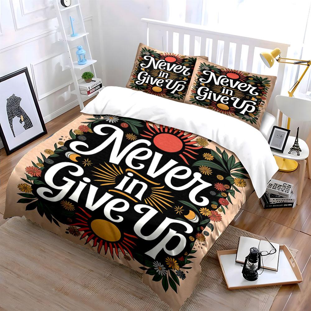 Sun, flowers, leaves, text. Bedding sets Duvet cover sets Duvet covers Pillowcases(1 * Duvet Cover 2 * Pillowcases without duvet insert)