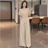 Women's V Neck Short Sleeve Loose Fit Top High Waist Wide Leg Pants 2-Piece Set