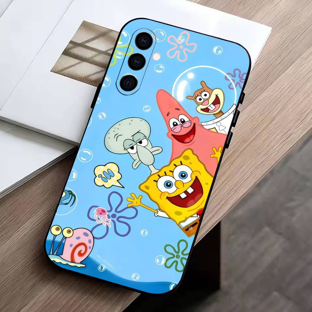 S-SpongeBob Baby Phone Case Black Silicone Soft For Samsung Galaxy A73,A72,A71,A70,A53,A52,A51