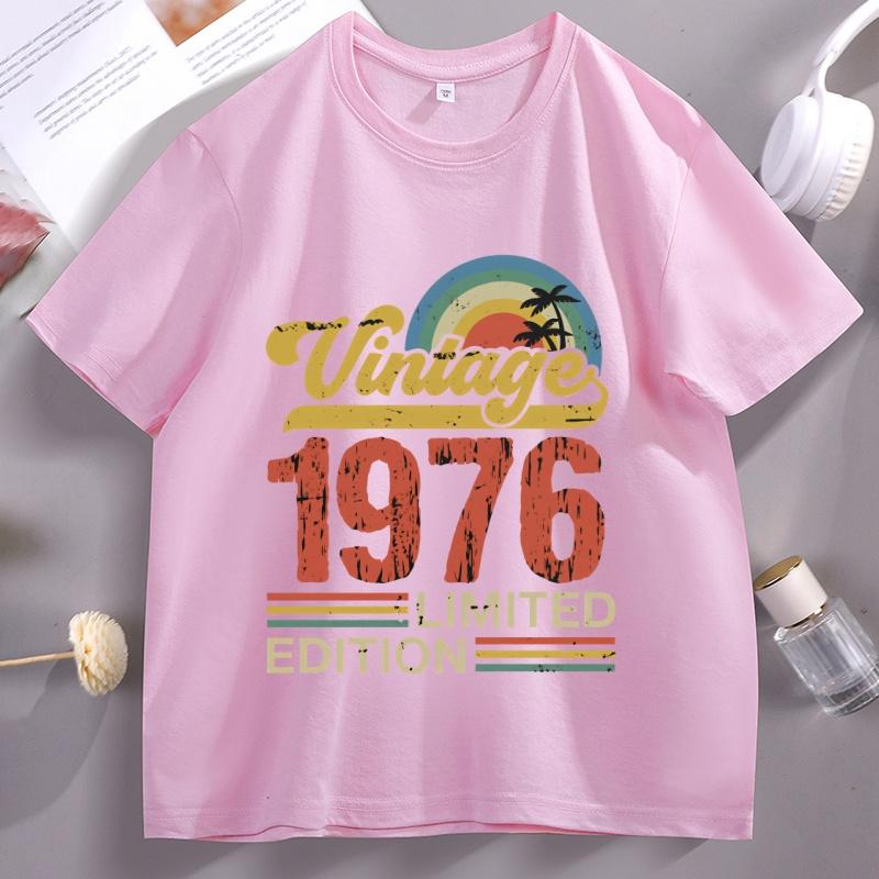 1976 Vintage Limitované Narozeninové Tričko Bavlna Krátký Rukáv Retro Styl Dárek k 50. Narozeninám Tričko Streetwear Pohodlné Oblečení