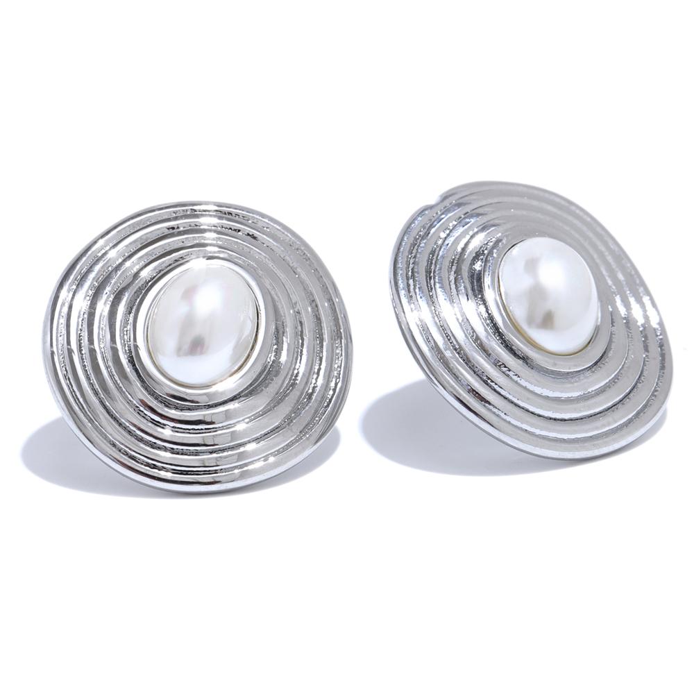 

Yhpup 7g/pair Stainless Steel Simulated Pearls Round Exquisite Stud Earrings Rust Proof Versatile Classic Fashion Jewelry Gift