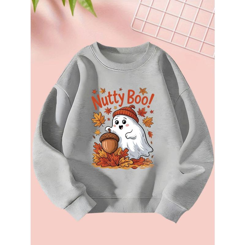 Halloween Cute Girl Creative Print Sweatshirt - Comfortable Long Sleeve Crewneck for Autumn and Winter