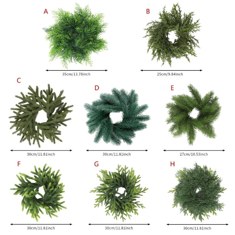 Christmas Rings Wreath Norfolk Pine Garland Artificial Snow Pine Needle Garland Table Ornament for Wedding